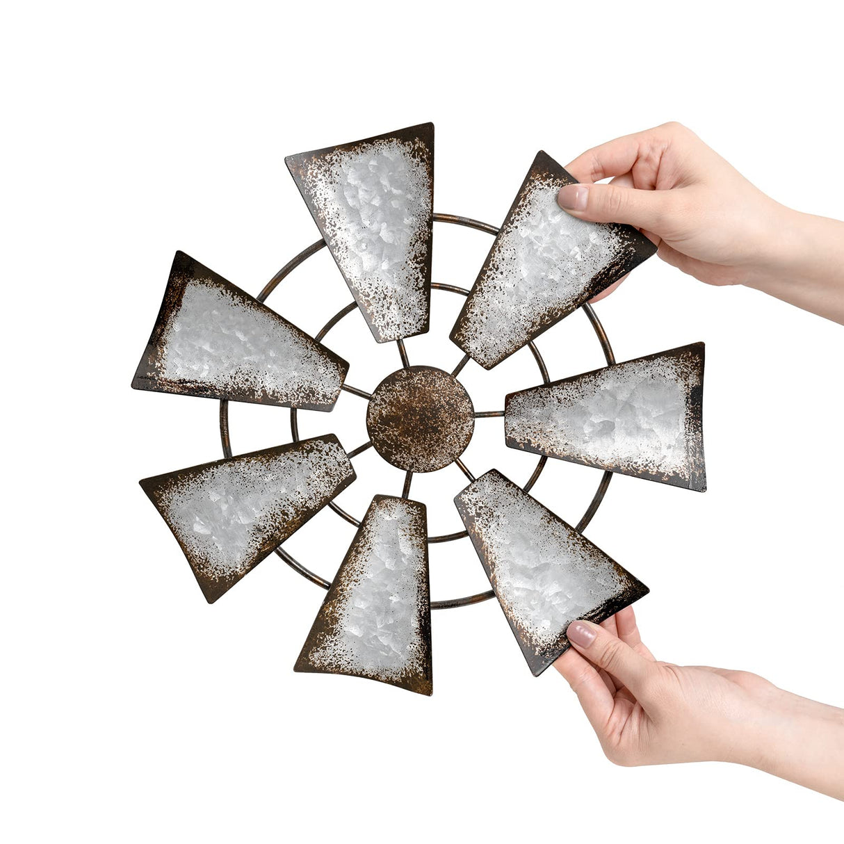 Mkono 11.5" Small Farmhouse Windmill Wall Decor Rustic Iron Wall Hanging Decoration Metal Wall Art Ornament for Bedroom Nursery Living Room Dorm Home Mkono