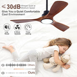 QUTWOB 42" Wood Ceiling Fan with Lights Remote Control,Quiet DC Motor 3 Blade Ceiling Fans for Patio Living Room, Bedroom, Office,Indoor Outdoor(Black+Dark Walnut) QUTWOB