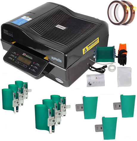 INTSUPERMAI 3D Vacuum Sublimation Heat Press Machine Muti-fuction Sublimation Machine Kit with 9 Pieces Rubber Clamp 2 Heat Resistant Tape for Mugs Transfering Printing 2800W INTSUPERMAI