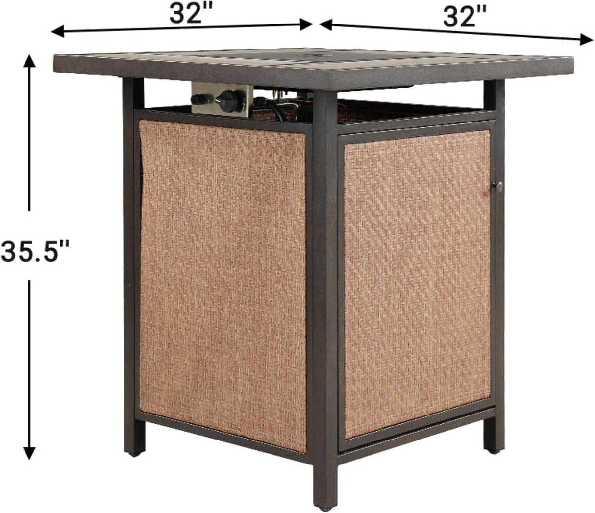 Grand patio 5-Piece Patio Swivel Bar Set with Fire Pit Table 60,000 BTU Heat Output, Outdoor Counter Height Patio Bar Stools Set of 5, High Bar Chairs with High Back, Black&Grey Plaid Grand patio