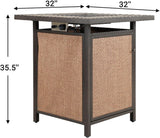 Grand patio 5-Piece Patio Swivel Bar Set with Fire Pit Table 60,000 BTU Heat Output, Outdoor Counter Height Patio Bar Stools Set of 5, High Bar Chairs with High Back, Black&Grey Plaid Grand patio