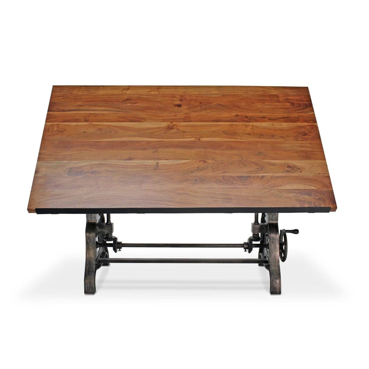 Rustic Deco Shoemaker Drafting Table Desk - Adjustable Height Iron Base - Tilt Top Rustic Deco