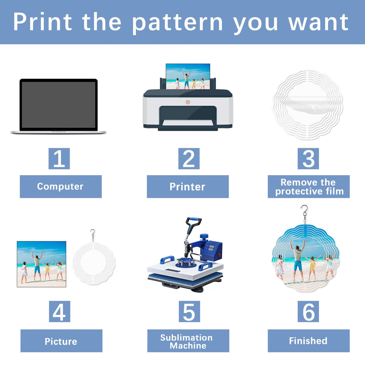 8 Pcs Sublimation Wind Spinner Blanks 8 Inch Bulk Aluminum Metal Sublimation Blanks Product Heat Press Transfer Outdoor Garden Decoration Sublimation Blank Wind Spinners for DIY Gift LaiHiulaan