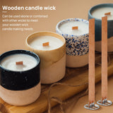 Wooden Candle Wicks, 100 Pcs Wood Wicks Candle Making Wicks with Stand for Candle Making (50 Set) Catephe