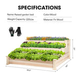 VIVOSUN 3-Tier Wooden Raised Garden Bed, 48 x 48 x 21 Inches, Outdoor Wood Planter Kit for Plants, Herbs, and Vegetables for Garden, Patio, Balcony, Backyard and Outdoors VIVOSUN