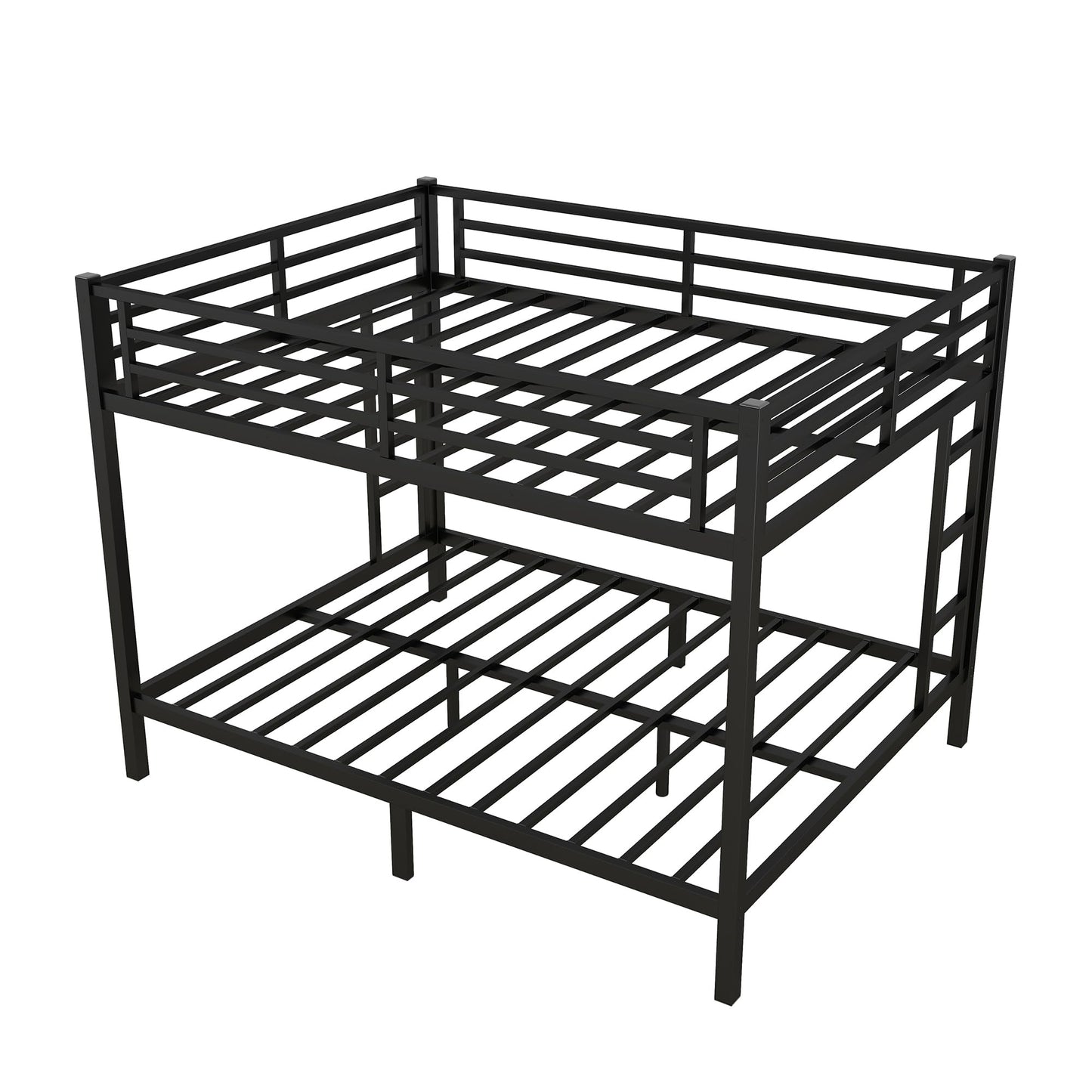 RuiSiSi Queen Over Queen Metal Bunk Bed, Heavy-Duty Queen Bunk Beds with 2 Ladders for Kids Adults, Space-Saving Bunk Bed Frame with Safety Guardrails, Easy Assembly, Noise-Free, Black