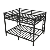 RuiSiSi Queen Over Queen Metal Bunk Bed, Heavy-Duty Queen Bunk Beds with 2 Ladders for Kids Adults, Space-Saving Bunk Bed Frame with Safety Guardrails, Easy Assembly, Noise-Free, Black RuiSiSi