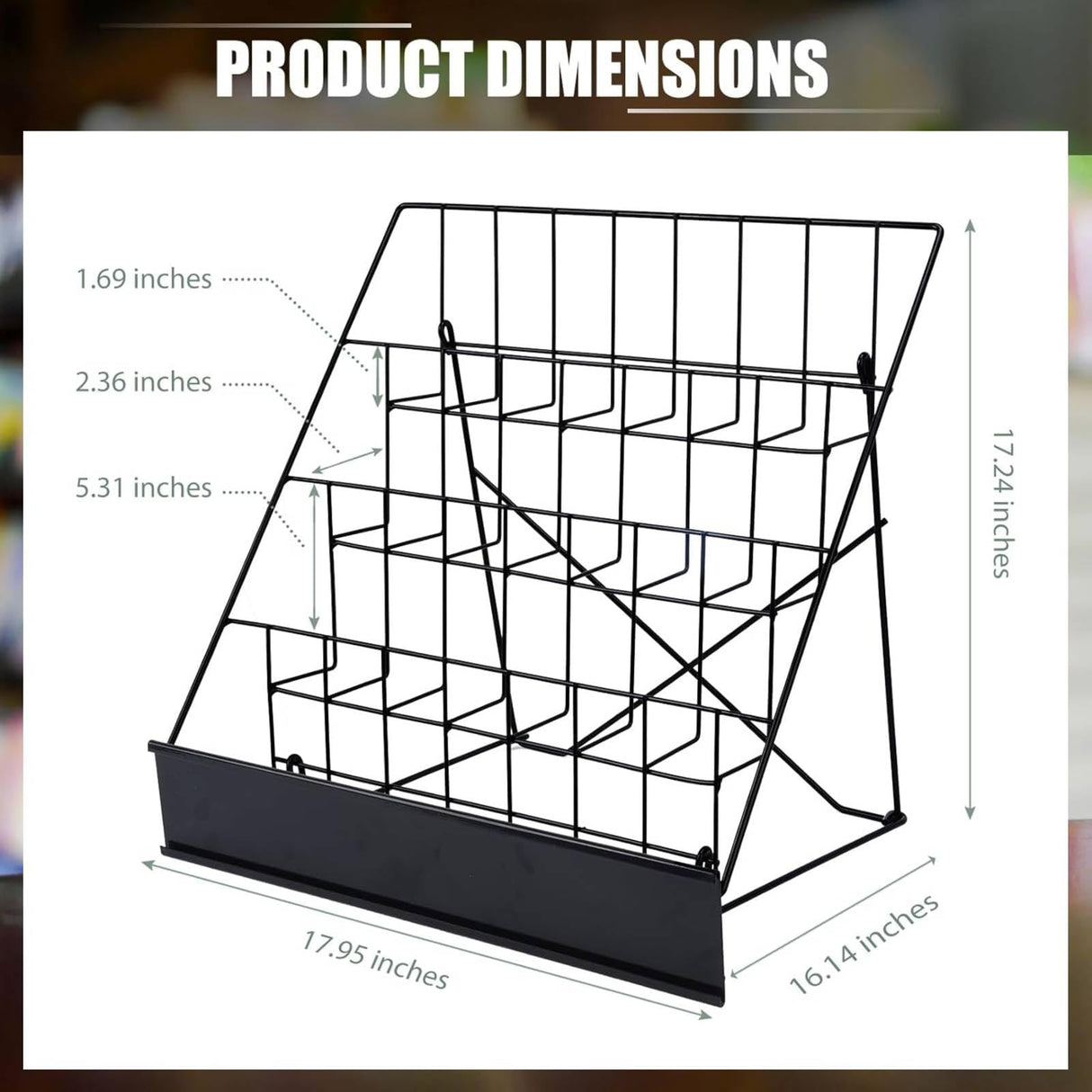 4-Tier Tabletop Book Display Rack, Magazine and CD Holder, 16.14 x 17.95 x 17.24 inches HBUYGF