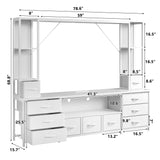 78.6" W Stands for Living Room, Large Wall Unit Entertainment Center with 11 Fabric Drawer,Dresser TV Stand with 2 LED Lights & Power Outlets,TV Stand for Bedroom with Storage Shelves,White EnHomee