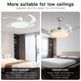 AHAWILL 48'' Retractable Ceiling Fan,Full Spectrum Low Profile Ceiling Fan with Light and Remote,Modern White Fan for Dinning Room Living Room Bedroom,Retractable Blades,Dimmable,Timer Setting AHAWILL