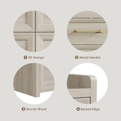 SICOTAS 6 Drawer Dresser for Bedroom-56.4" Extra-Wide Wooden Chest of Drawers with Large Storage, Long Dresser TV Stand with Drawers, Farmhouse Closet Dressers for Nursery Living Room, Grey White Oak SICOTAS