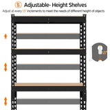 Topeakmart 5-Tier Utility Shelves, Metal Storage Shelves, Adjustable Shelving Units, Boltless Assembly, Garage Shelves Shed Shelving for Warehouse Garage Shed Basement- Black, 27.5 x 12x 60 Inch Topeakmart