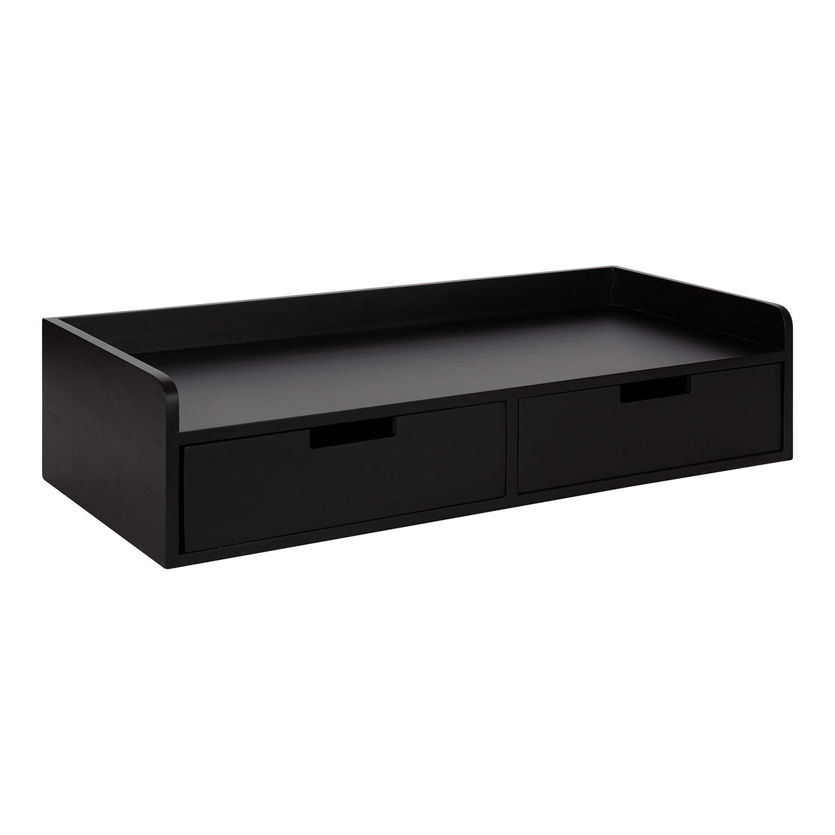 Kate and Laurel Kitt Modern Floating Shelf with Drawers, 28 x 12 x 6.5 inches, Black, Chic Floating Storage Console Table or Desk for Wall Kate and Laurel