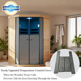 2-3 Person Ultra Low EMF(0-5mG) Far Infrared Sauna, 1520w Hemlock Indoor Sauna Room with APP Control, LCD Panel Control, Constant Temperature Cover, Chromotherapy Lamp, Reading Lamp, Bluetooth Speaker KUNSANA