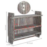 MyGift 3 Tier Wall Mounted Rustic Torched Wood Bathroom Storage Shelves, Wooden Floating Shelf Toilet Paper Holder Rack with 23 Inch Wide Towel Hanging Bar MyGift