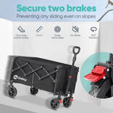 Sekey Collapsible Wagon Cart Foldable with 220LBS Weight Capacity, Lightweight Portable Folding Grocery Shopping Cart with Wheels for Camping Sports Beach and Shopping.Black Sekey