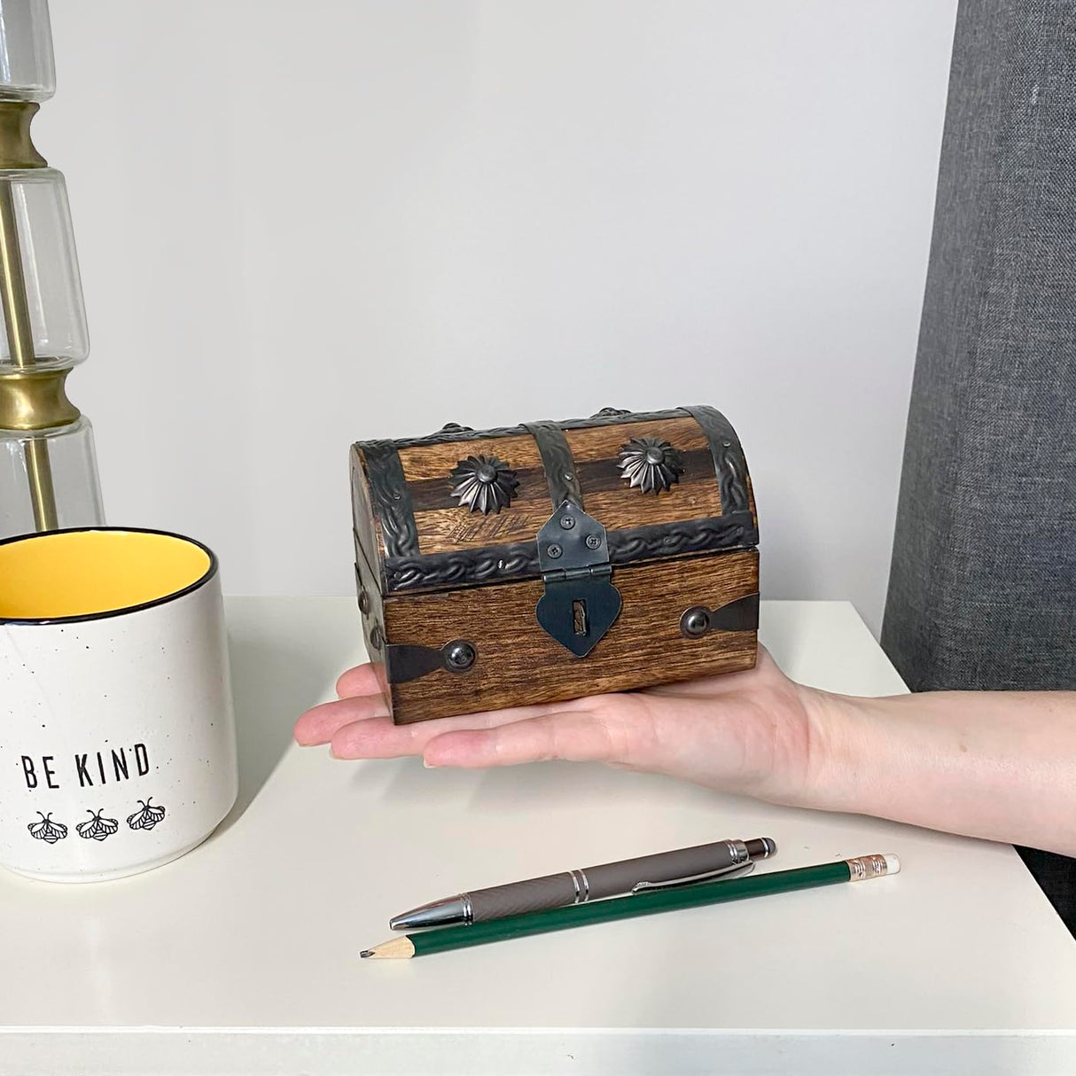 Nautical Cove Treasure Chest Keepsake and Jewelry Wood Box - Toy Treasure Box (5 x 3 x 3.25) Nautical Cove