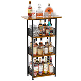 Eyteenokk Wine Rack Freestanding Floor:4 Tier Whiskey Wine Rack Mini Bar Cart,Liquor Cabinet-Home Bar for Bottles,Cocktail Shaker,Mugs-(23.6 * 11.8 * 40inch) Eyteenokk