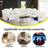 A Ainehome Power Recliner Sectional Sofa Couch with 2 Recliner, Living Room Furniture Sets, Leather Power Reclining Sectional Sofa Set with LED, Leather Couches with USB Port&Storage for Living Room A Ainehome