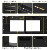 Saudism 40 Gallon Fish Tank Stand, 29 -50 Gallon Aquarium Stand, Black Tank Stand, Fish Tank Table with Drawer and Cabinet, Sturdy and Durable Saudism