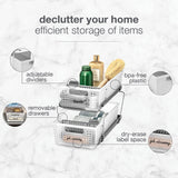 madesmart 2-Tier Organizer, Multi-Purpose Slide-Out Storage Baskets with Handles and Dividers, Frost madesmart