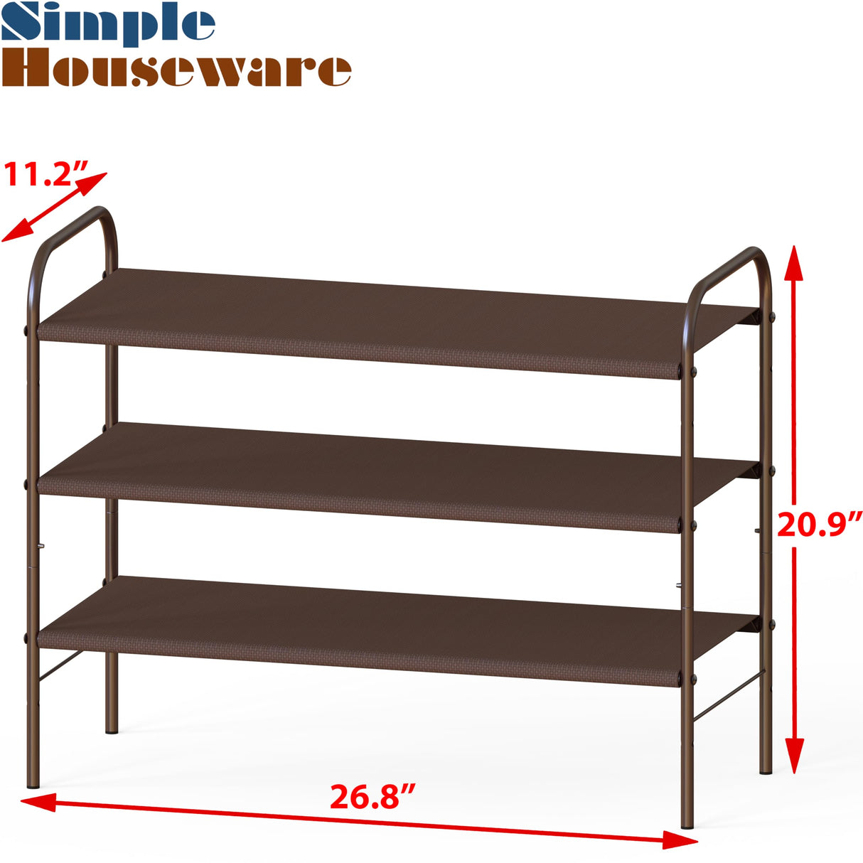 Simple Houseware 3-Tier Shoe Rack Storage Organizer, Bronze Simple Houseware