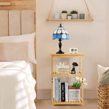 smusei Side Table Set of 2 End Tables Living Room for Small Spaces Farmhouse Bedside Table for Bedroom Guest Room Office, Bamboo smusei