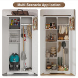 Befrases 72" H White Tall Farmhouse Storage Cabinet with Adjustable Shelves, Large Pantry Organize with 2 Barn Doors, Freestanding Cabinet for Kitchen, Garage, Basement, Living, Utility Room Befrases