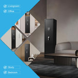 Marcree 5 Gun Safe for Rifles, Gun Cabinet with Drawer, Long Gun Safe with Dual Alarm System, Rifle Safes for Home, Shotgun Safe with LED Light, Rifle Safe with Mute Function Marcree