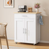 OtterOasis Kitchen Island Cart with Storage, Small Kitchen Island on Wheels with Large Drawer, Adjustable Shelf & Towel Rack, Rolling Island Table for Kitchen & Dining Room, White OtterOasis