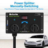 Manual EV Charging Switch for Dryer & EV, NEMA 14-30P to 14-30R & 14-50R, 240V, 25A Power Splitter Switch, with a Safety Breaker Switch, Hand-Operated Selector, Plug and Play Sekelo