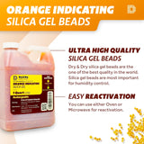 Dry & Dry" [1 Quart Premium Orange Indicating Silica Gel Desiccant Beads(Industry Standard 3-5 mm) - Rechargeable Silica Gel Beads(2 LBS) Dry & Dry