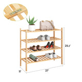 BMOSU 4-Tier Bamboo Shoe Rack Premium Stackable Shoe Shelf Storage Organizer for Hallway Closet Living Room Entryway Organizer (Natural Bamboo) BMOSU