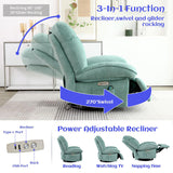 EDWELL Green Power Recliner Chair, Massage Rocker Recliner Chairs for Adults with Heated, Oversized Rocker Swivel Chairs for Living Room, Comfy Nursery Rocking Chairs with USB-C Ports and Side Pocket EDWELL