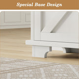 REVOMINCA 55 Inch Buffet Cabinet with 3 Drawers and 4 Barn Doors, Sideboard Coffee Bar for Kitchen, Farmhouse Coffee Bar with Storage, White REVOMINCA