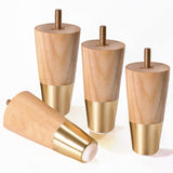 WEKIS Solid Ash Wood Furniture Legs 4 Inch, Sofa Replacement Wooden Leg Set of 4, Cabinet Legs, Dresser Legs, Couch Legs, Recliner Legs (Ash Wood Legs with Metal Cap 4 Pack, 4 inch) WEKIS