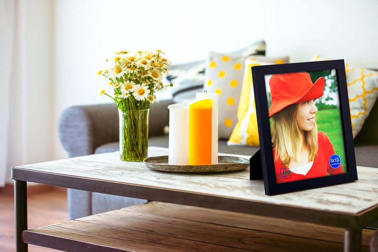 RPJC 8x10 Inch Picture Frame Made of Solid Wood High Definition Glass for Table Top Display and Wall Mounting Photo Frame Brown RPJC