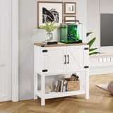Mufico Farmhouse Console Table with Storage Cabinets – Versatile Entryway and Coffee Bar Table in White Mufico