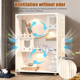 Large Enclosed Cat Condo, Wooden Large Cat Villa, Indoor/Outdoor Cats Enclosure with Wheels, Multi-Feature Cat Houses for Indoor Cats Ventilation Glass Doors, 50" X 36" X 24" (White, 50" X 36" X 24") TMGSK