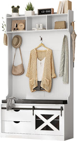 Redlife Entryway Hutch,Hall Tree with Storage Bench, Farmhouse Entryway Bench with Coat Rack, 6-in-1 Coat Rack with Bench, Entrance Organizer with Shoe Storage, Hall Tree with Bench for Hallway Redlifeᅟᅠ