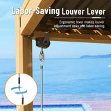 Domi Louvered Pergola 10X10FT, Wood Grain Aluminum Pergola with Adjustable Roof, Wood Looking Aluminum Frame, Efficient Drainage System, Outdoor Pergola for Patio, Deck, Garden domi outdoor living