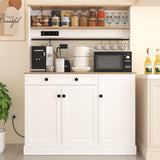 DEYAOPUPU Kitchen Pantry Cabinet,Kitchen Hutch Cabinet with Power Outlets,Doors and Adjustable Shelves,Freestanding Food Pantry with Large Storage Drawer for Dining Room, Living Room DEYAOPUPU