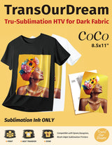 TransOurDream Tru-Sublimation Blanks Coco Sets, Silky Fabric 10 Sheets for Cotton, Light/Dark Fabrics and Sublimation Paper 130g 10 Sheets 8.5x11’’ TransOurDream