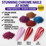 BALTIC DAY Chrome Powder for Nails & Resin – 10 Colors Mirror Chrome Pigment, Holographic Mica Powder for Nail Art, Epoxy, Tumblers, Slime, Crafts – 2g Each Jar BALTIC DAY