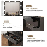 DINGIPP Makeup Vanity Desk with Lighted Mirror and Charging Station, Makeup Table with 4 Drawers & Storage Shelves, Vanity Desk 3 Color Modes Available, Bedroom Dressing Table for Women, girls (Black) DINGIPP