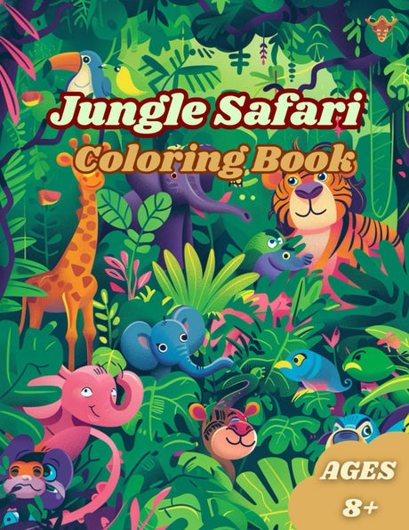 Jungle Safari Coloring Book: Amazing and fun coloring book with beautiful and vibrant jungle animals to color your heart out WoodArtSupply