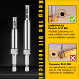COMOWARE 17pcs VIX Bits Self Centering Drill Bit Set, 1/4" Hex Shank Self Centering Hinge Drill Bit Set for Woodworking Window Door Hinge, Quick Change with 1 Hex Key & 8 Drill Bits 5/64-1/4” COMOWARE