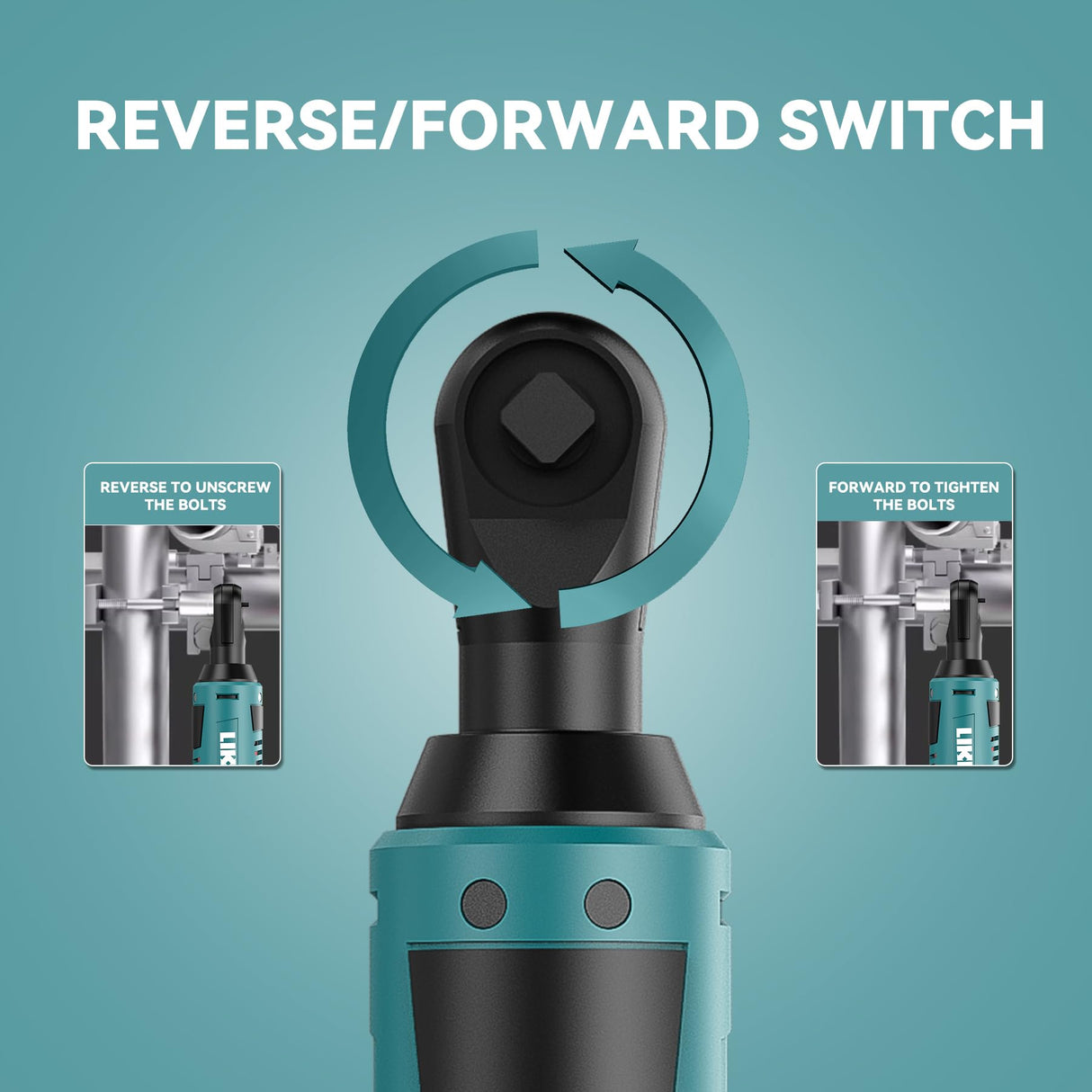 LIKI Cordless Electric Ratchet Wrench Set, 3/8" 12V Cordless Ratchet Kit，2 Packs of Lithium-ion Batteries and Chargers, 8 Sockets LIKI