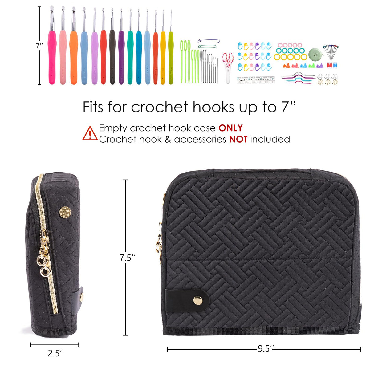 MYBAGZING Empty Crochet Hook Case - Crochet Hook Organizer Case Stand Up (Upgraded) -Corchet Organizer - Crochet Hook Holder for Knitting & Crochet Supplies, Crochet Needles, Crochet Accessories MYBAGZING