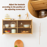 HollyHOME Burlywood Bamboo Wall-Mounted Kitchen Pantry with Sliding Glass Doors and Ample Storage HollyHOME